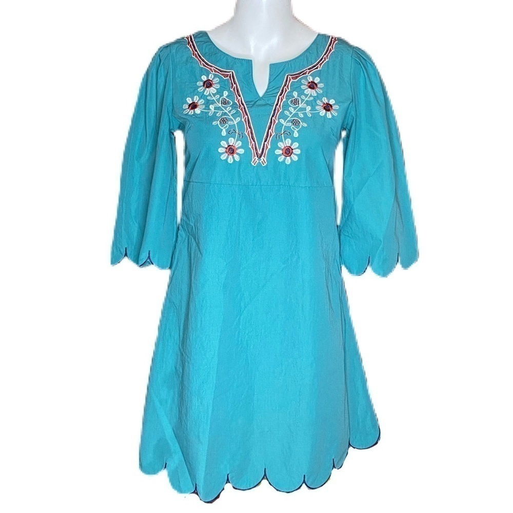 Snidel Teal Dress With Flower Embroidery